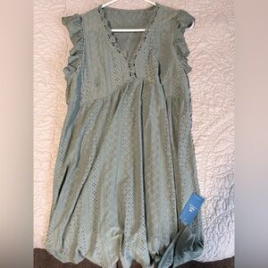 Cupshe V Neck Beach Lace Flutter Sleeve Dress